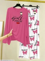 2 Pcs Women's Stitched Jersey Printed Night Suit - Image 3