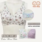 Cotton Printed Comfortable And Breathable Non-Padded Bra - Pack Of 2 - Image 4