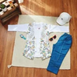 Eid Collection 2 Pcs Girl's Cotton Lawn Printed Shirt And Trouser Set - Image 5