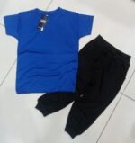Stylish Jersey Tracksuit for Kids - 2 Pcs Set in Blue - Image 3
