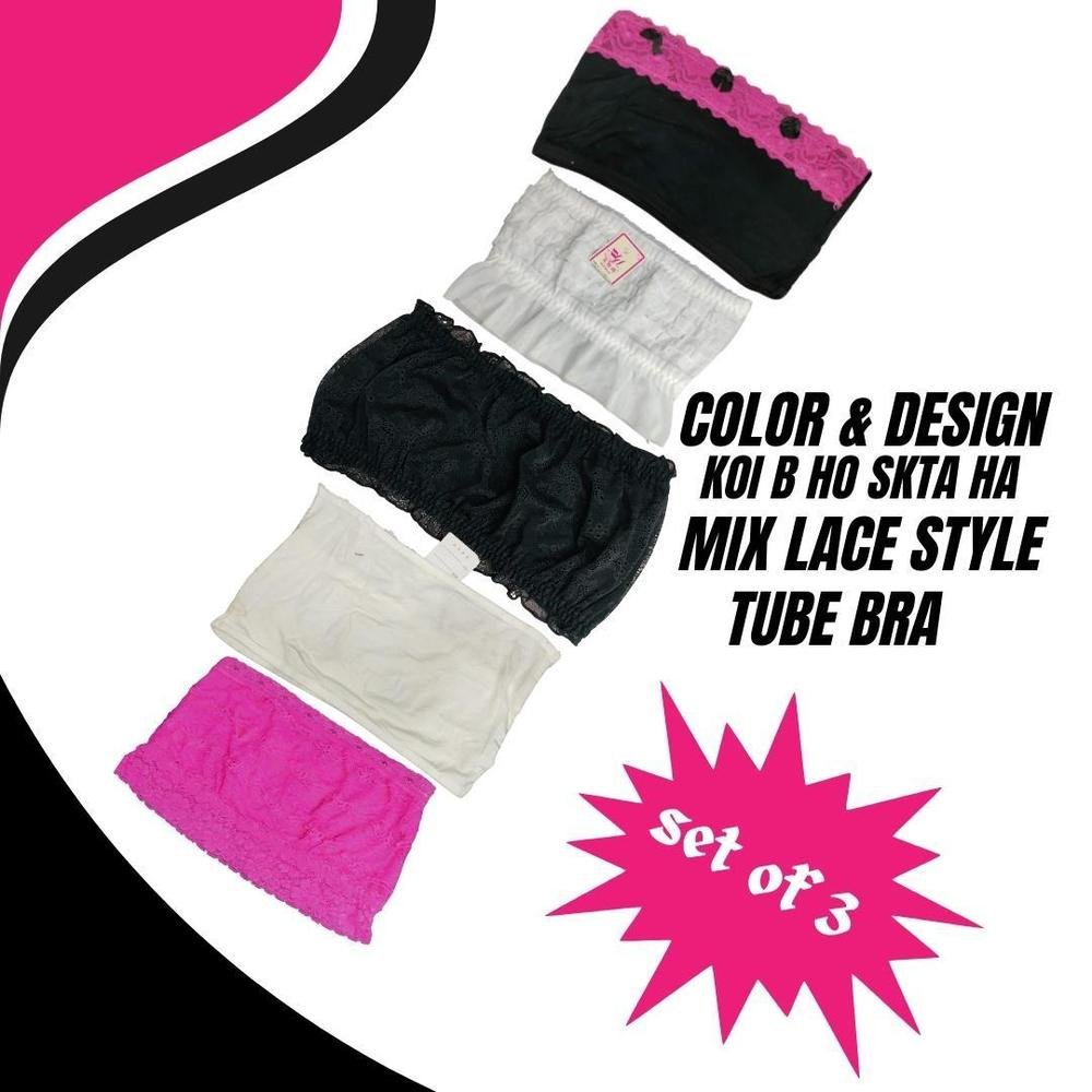 MZ41900030FGRFB-media-1 Lace Strapless Tube Bra, Pack Of 3 - Image 1