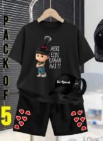 Pack of 5 (T-Shirt + Shorts+ Digital Watch + Sunglasses + Cap with)